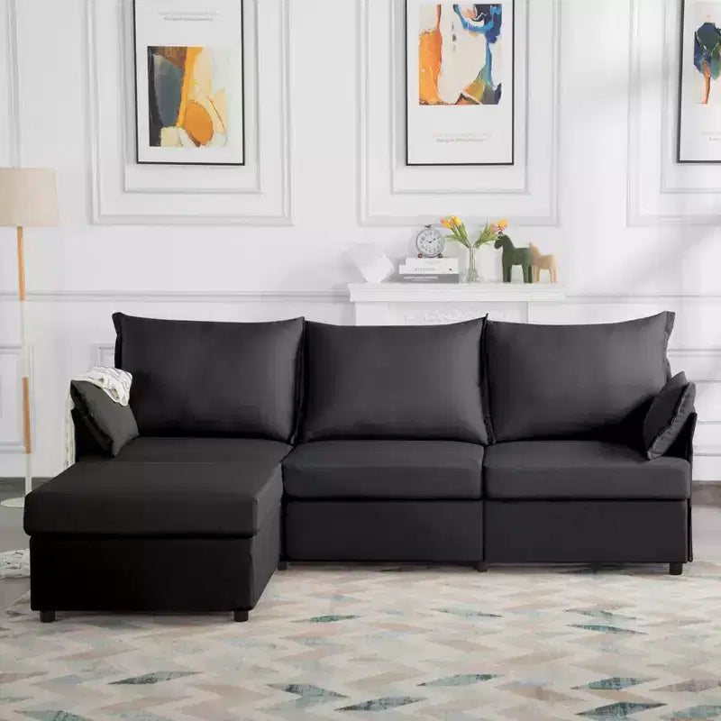MAYEERTY 93.7 Divano Modulare con Pouf - Rivestimenti Sfoderabili Lavabili, 3 Colori, 2 Cuscini Bracciolo