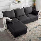 MAYEERTY 93.7 Divano Modulare con Pouf - Rivestimenti Sfoderabili Lavabili, 3 Colori, 2 Cuscini Bracciolo