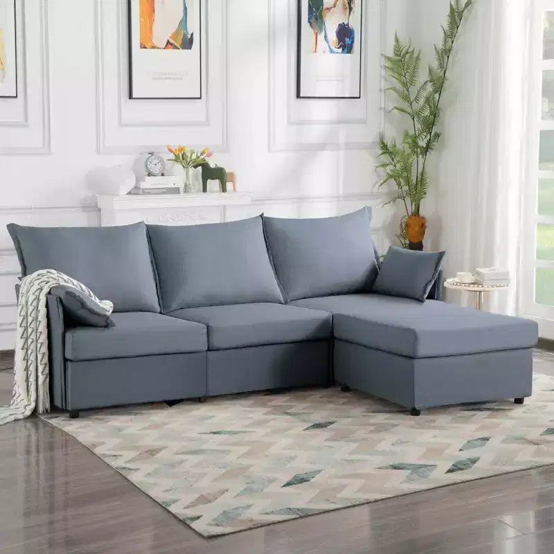 MAYEERTY 93.7 Divano Modulare con Pouf - Rivestimenti Sfoderabili Lavabili, 3 Colori, 2 Cuscini Bracciolo