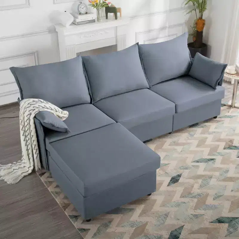 MAYEERTY 93.7 Divano Modulare con Pouf - Rivestimenti Sfoderabili Lavabili, 3 Colori, 2 Cuscini Bracciolo