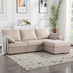 MAYEERTY 93.7 Divano Modulare con Pouf - Rivestimenti Sfoderabili Lavabili, 3 Colori, 2 Cuscini Bracciolo