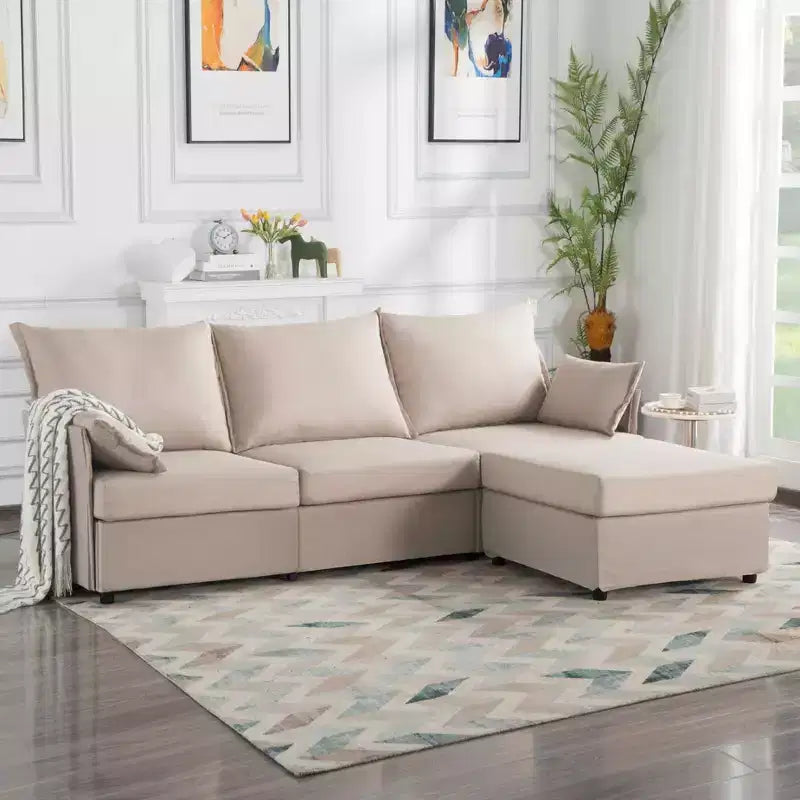 MAYEERTY 93.7 Divano Modulare con Pouf - Rivestimenti Sfoderabili Lavabili, 3 Colori, 2 Cuscini Bracciolo