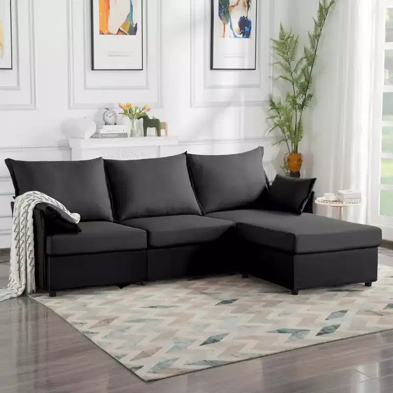 MAYEERTY 93.7 Divano Modulare con Pouf - Rivestimenti Sfoderabili Lavabili, 3 Colori, 2 Cuscini Bracciolo