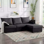 MAYEERTY 93.7 Divano Modulare con Pouf - Rivestimenti Sfoderabili Lavabili, 3 Colori, 2 Cuscini Bracciolo