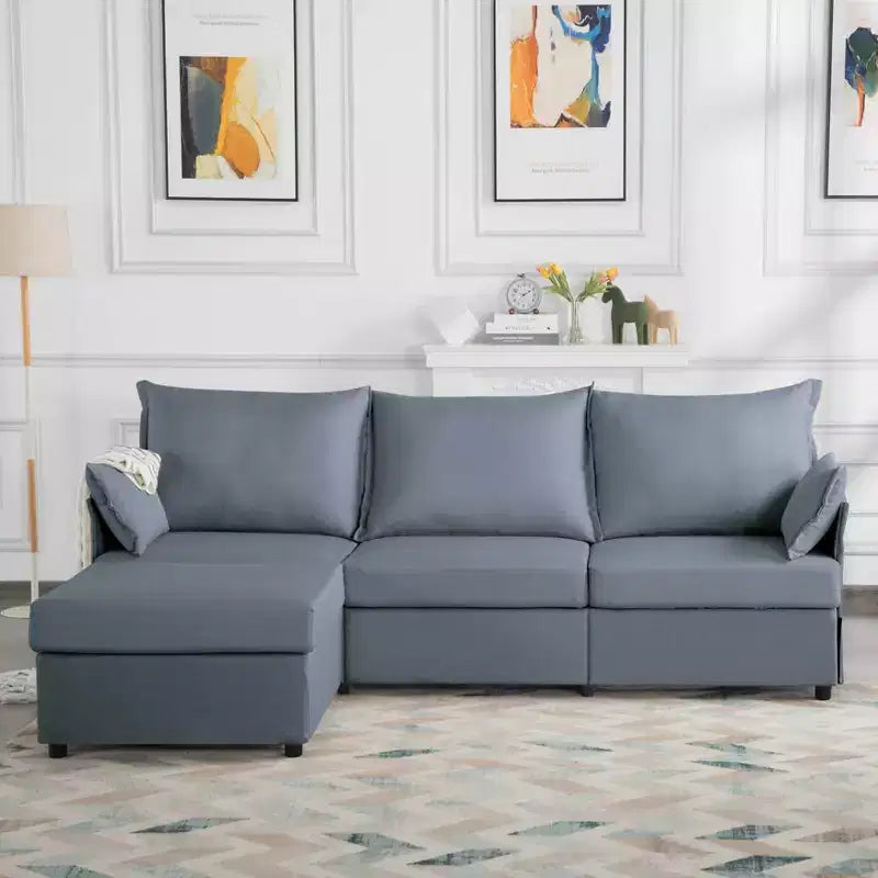 MAYEERTY 93.7 Divano Modulare con Pouf - Rivestimenti Sfoderabili Lavabili, 3 Colori, 2 Cuscini Bracciolo