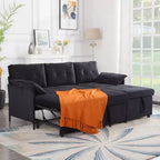MAYEERTY 77.6 Divano Sezionale Trasformabile Reversibile - Letto Matrimoniale Estraibile, Vano Contenitore Nascosto, Rivestimento in Velluto