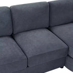 Whisen 84.6 Divano e Sofà Sezionale Moderno a L con Chaise Longue Curva, Tasche Laterali Portaoggetti
