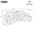 Whisen 84.6 Divano e Sofà Sezionale Moderno a L con Chaise Longue Curva, Tasche Laterali Portaoggetti