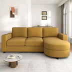 Whisen 84.6 Divano e Sofà Sezionale Moderno a L con Chaise Longue Curva, Tasche Laterali Portaoggetti