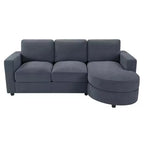 Whisen 84.6 Divano e Sofà Sezionale Moderno a L con Chaise Longue Curva, Tasche Laterali Portaoggetti