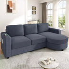 Whisen 84.6 Modern L-shaped Sectional Sofa & Couch with a Curved Chaise Lounge, Side Storage Pockets