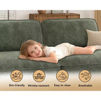 Divano Sezionale Modulare Oversize Dyonery 160, Divano Comodo a U a 6 Posti con 2 Cuscini e 2 Pouf Mobili, Ciniglia
