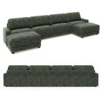 Divano Sezionale Modulare Oversize Dyonery 160, Divano Comodo a U a 6 Posti con 2 Cuscini e 2 Pouf Mobili, Ciniglia