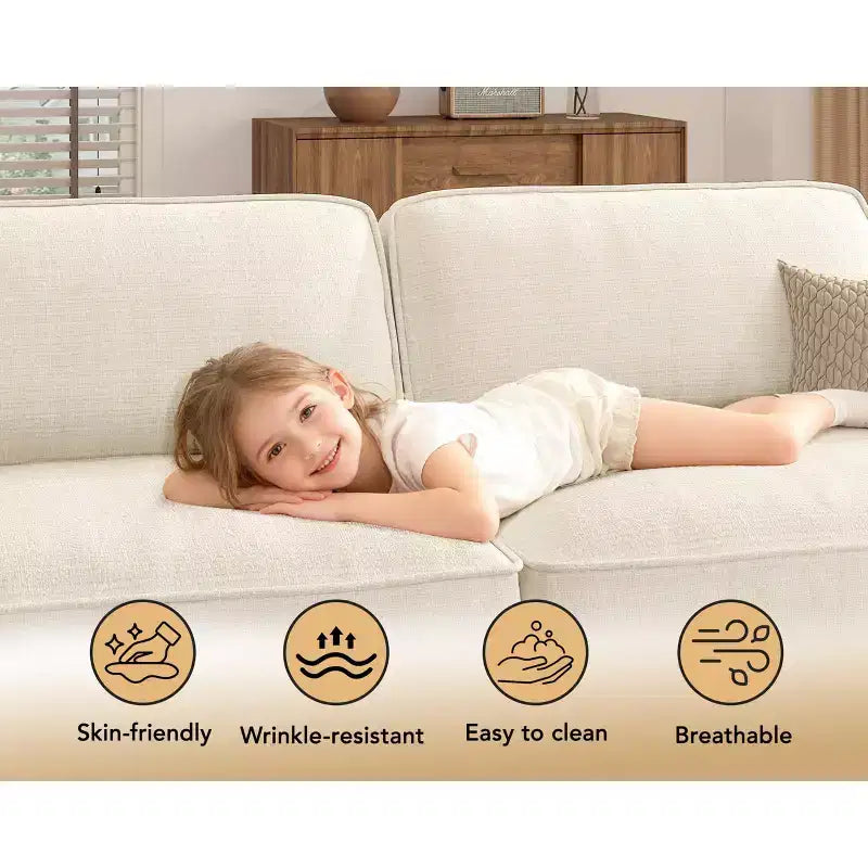Divano Sezionale Modulare Oversize Dyonery 160, Divano Comodo a U a 6 Posti con 2 Cuscini e 2 Pouf Mobili, Ciniglia
