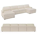 Divano Sezionale Modulare Oversize Dyonery 160, Divano Comodo a U a 6 Posti con 2 Cuscini e 2 Pouf Mobili, Ciniglia