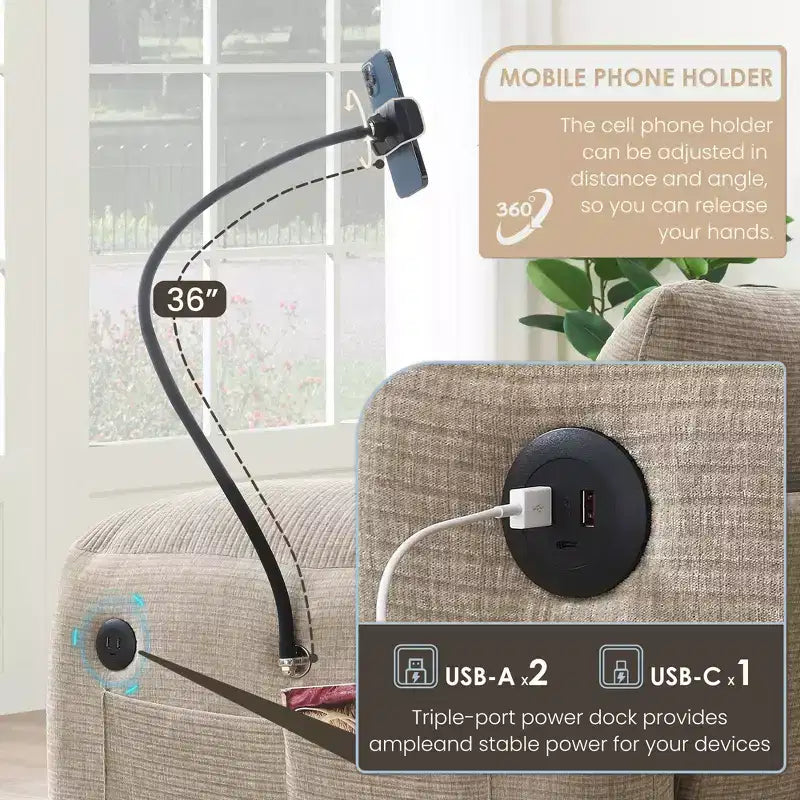 Divano modulare a sezione a L EHMKNP 108 con sedili extra larghi da 80 cm, pouf mobile, tessuto ciniglia a righe