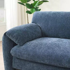 Divano modulare a sezione a L EHMKNP 108 con sedili extra larghi da 80 cm, pouf mobile, tessuto ciniglia a righe