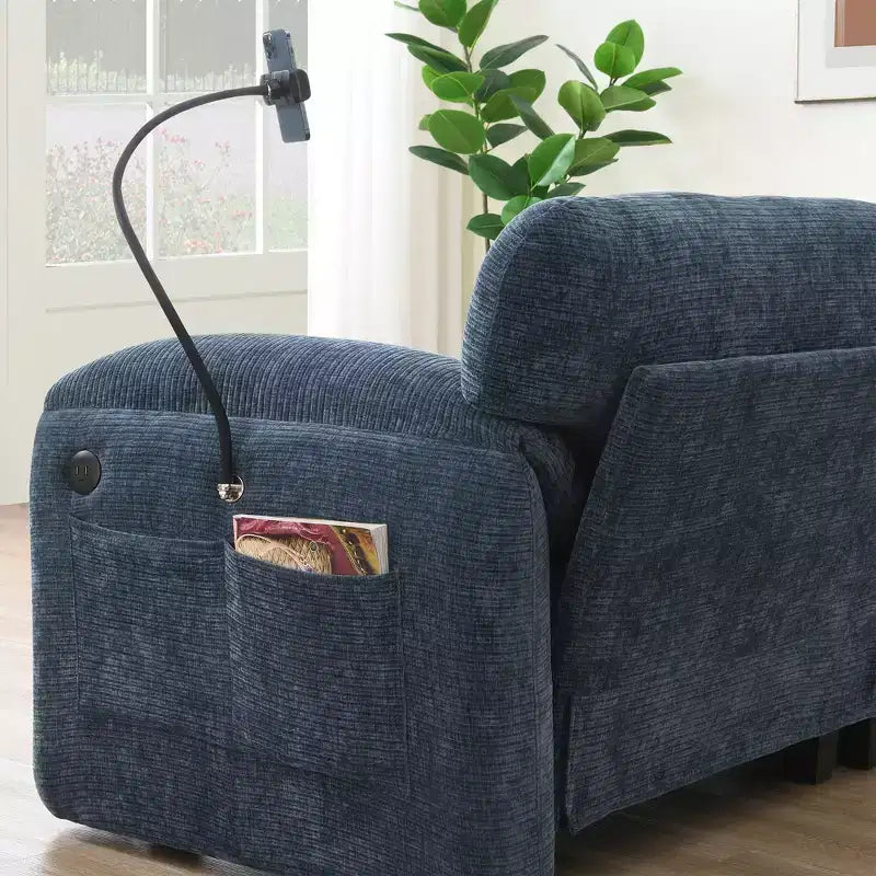 Divano modulare a sezione a L EHMKNP 108 con sedili extra larghi da 80 cm, pouf mobile, tessuto ciniglia a righe
