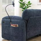 Divano modulare a sezione a L EHMKNP 108 con sedili extra larghi da 80 cm, pouf mobile, tessuto ciniglia a righe