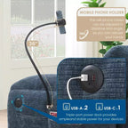 Divano modulare a sezione a L EHMKNP 108 con sedili extra larghi da 80 cm, pouf mobile, tessuto ciniglia a righe