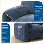 Divano modulare a sezione a L EHMKNP 108 con sedili extra larghi da 80 cm, pouf mobile, tessuto ciniglia a righe