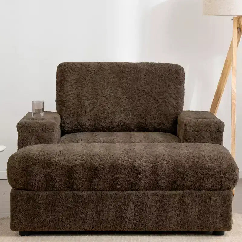EHMKNP 42 Chaise longue oversize per interni, poltrona divano imbottita con seduta profonda e pouf contenitore