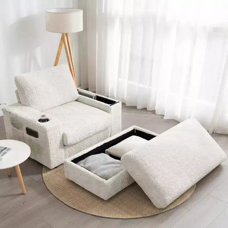 EHMKNP 42 Chaise longue oversize per interni, poltrona divano imbottita con seduta profonda e pouf contenitore