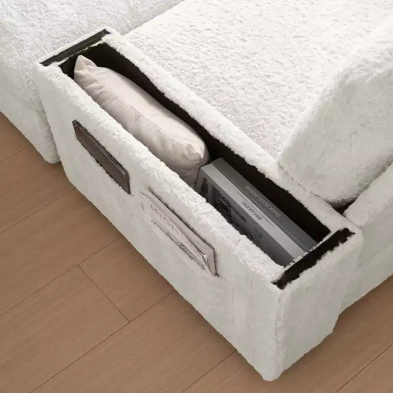 EHMKNP 42 Chaise longue oversize per interni, poltrona divano imbottita con seduta profonda e pouf contenitore