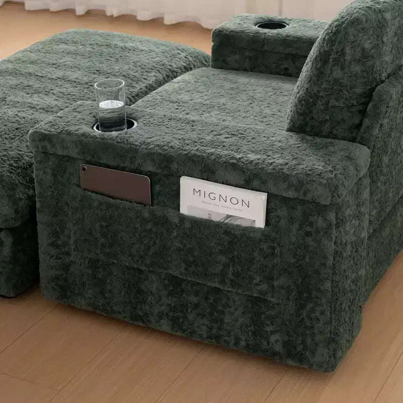 EHMKNP 42 Chaise longue oversize per interni, poltrona divano imbottita con seduta profonda e pouf contenitore