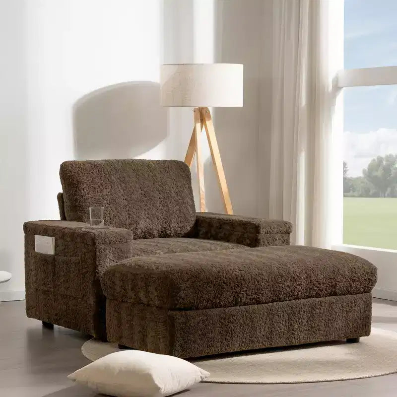 EHMKNP 42 Chaise longue oversize per interni, poltrona divano imbottita con seduta profonda e pouf contenitore