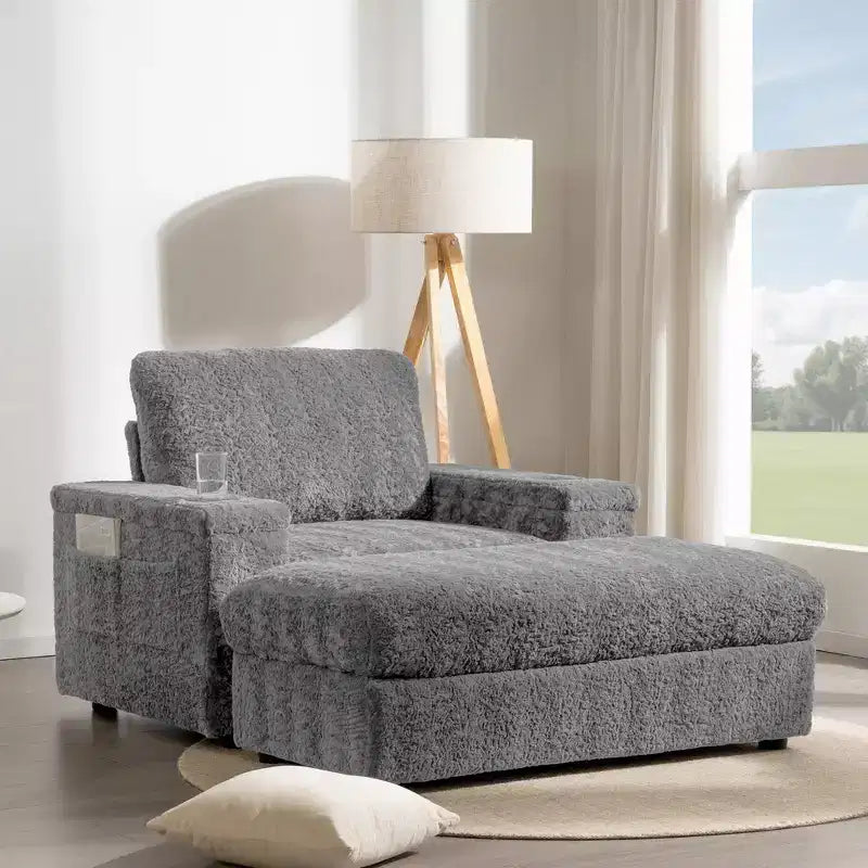 EHMKNP 42 Chaise longue oversize per interni, poltrona divano imbottita con seduta profonda e pouf contenitore