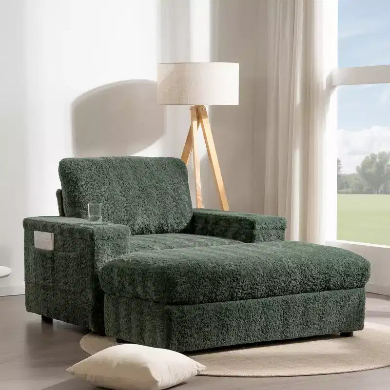 EHMKNP 42 Chaise longue oversize per interni, poltrona divano imbottita con seduta profonda e pouf contenitore