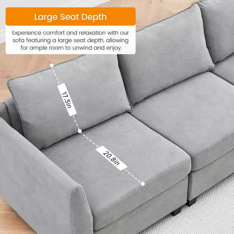 Divano componibile trasformabile con bordi smussati e rivestimento morbido,