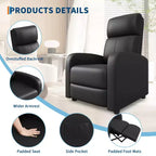 Poltrona Reclinabile per Adulti, Recliner Pigro in Pelle PU Ergonomico Regolabile Singolo Divano Migliorato con Tasca Laterale