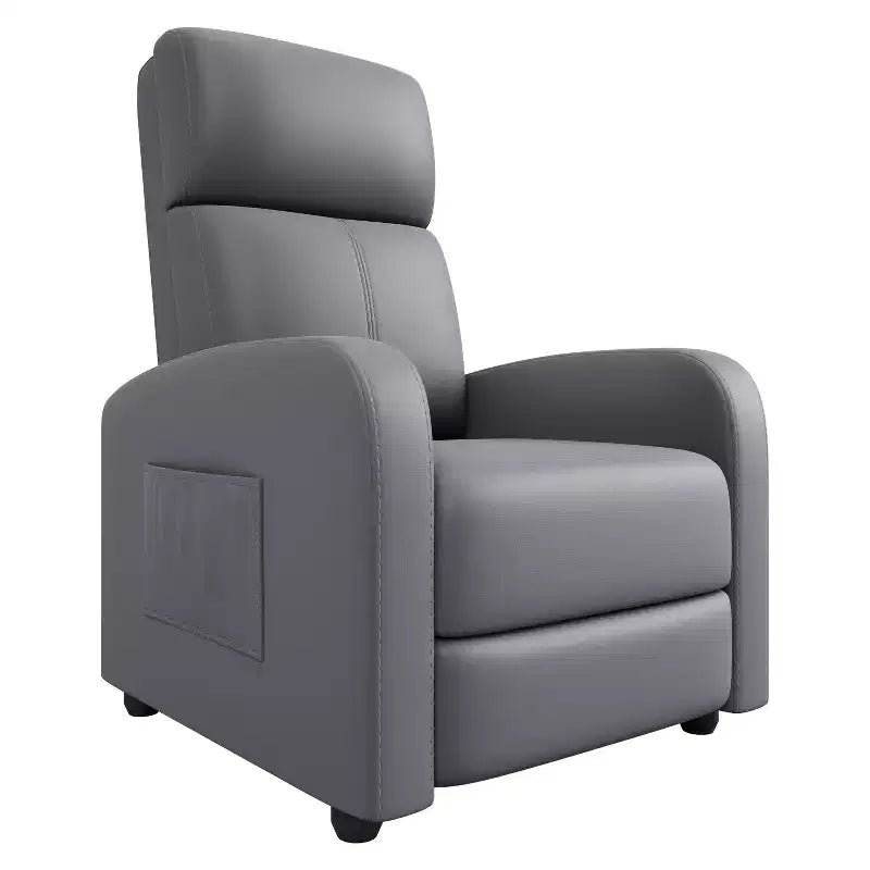 Poltrona Reclinabile per Adulti, Recliner Pigro in Pelle PU Ergonomico Regolabile Singolo Divano Migliorato con Tasca Laterale