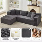 Divano componibile a sezioni Cloud, 106 divani neri a forma di L comodi e morbidi per soggiorno, divano letto oversize con seduta profonda