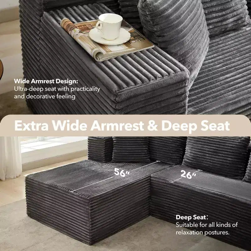 Divano componibile a sezioni Cloud, 106 divani neri a forma di L comodi e morbidi per soggiorno, divano letto oversize con seduta profonda