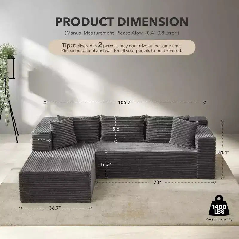 Divano componibile a sezioni Cloud, 106 divani neri a forma di L comodi e morbidi per soggiorno, divano letto oversize con seduta profonda