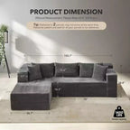 Divano componibile a sezioni Cloud, 106 divani neri a forma di L comodi e morbidi per soggiorno, divano letto oversize con seduta profonda