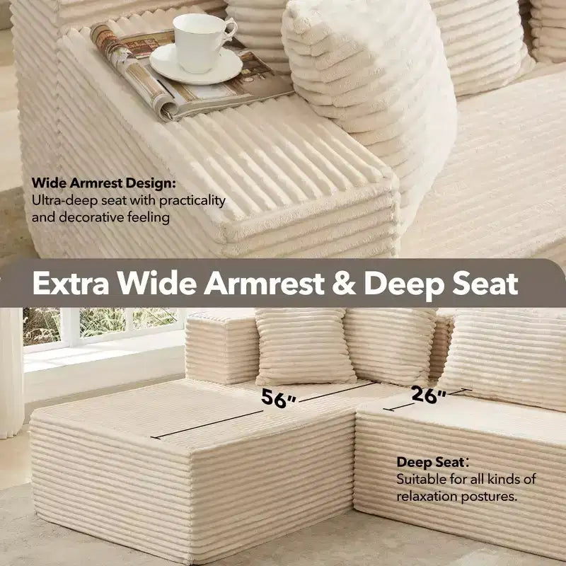 Divano componibile a sezioni Cloud, 106 divani neri a forma di L comodi e morbidi per soggiorno, divano letto oversize con seduta profonda