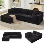 Divano componibile a sezioni Cloud, 106 divani neri a forma di L comodi e morbidi per soggiorno, divano letto oversize con seduta profonda