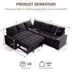 Dyonery Divano componibile a 5 posti a L con letto estraibile, porte USB, schienale regolabile e contenitore, montaggio senza attrezzi