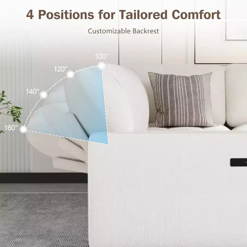 Dyonery Divano componibile a 5 posti a L con letto estraibile, porte USB, schienale regolabile e contenitore, montaggio senza attrezzi