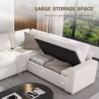 Dyonery Divano componibile a 5 posti a L con letto estraibile, porte USB, schienale regolabile e contenitore, montaggio senza attrezzi
