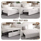 Dyonery Divano componibile a 5 posti a L con letto estraibile, porte USB, schienale regolabile e contenitore, montaggio senza attrezzi