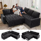Dyonery Divano componibile a 5 posti a L con letto estraibile, porte USB, schienale regolabile e contenitore, montaggio senza attrezzi
