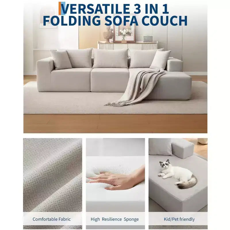 Divano Sezionale Modulare Cloud 108" con Chaise a L, Divano Modulare Moderno con Seduta Profonda, Divano Letto Oversize, Nessun Montaggio Richiesto, Orientamento Sinistro