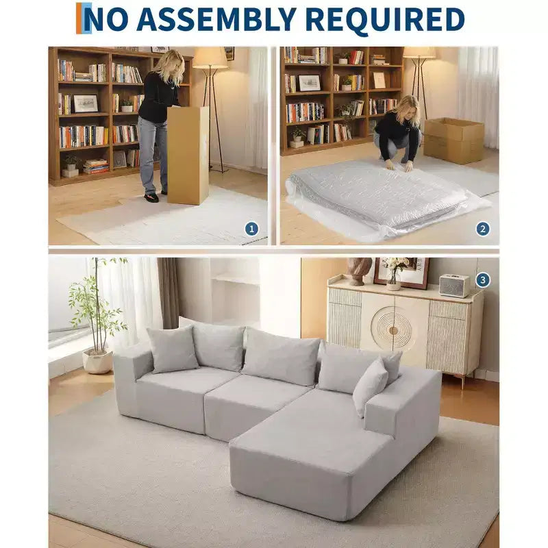 Divano Sezionale Modulare Cloud 108" con Chaise a L, Divano Modulare Moderno con Seduta Profonda, Divano Letto Oversize, Nessun Montaggio Richiesto, Orientamento Sinistro