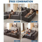 Divano Sezionale Modulare Cloud 108" con Chaise a L, Divano Modulare Moderno con Seduta Profonda, Divano Letto Oversize, Nessun Montaggio Richiesto, Orientamento Sinistro