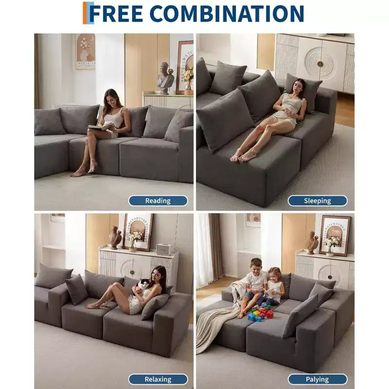 Divano Sezionale Modulare Cloud 108" con Chaise a L, Divano Modulare Moderno con Seduta Profonda, Divano Letto Oversize, Nessun Montaggio Richiesto, Orientamento Sinistro